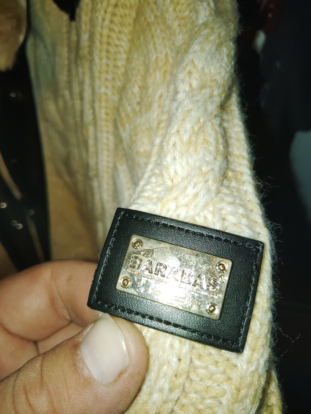 Barba Cream Cable Knit Cardigan with Branded Plaque